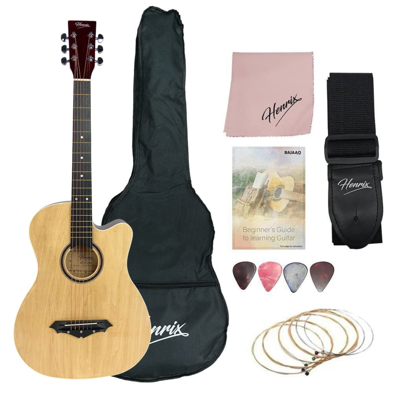 henrix acoustic guitars acoustic / natural / right handed henrix pro 38c 38 inch 6 string cutaway acoustic guitar #type_acoustic,color_natural,orientation_right-handed